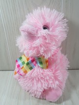 DanDee MTY Pink Duck Plush Rainbow striped checked plaid satin bow glitter eyes - £3.96 GBP