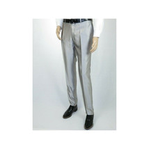 Men Tuxedo Formal Suit ROYAL DIAMOND Slim Fit 3Pc Vested shiny Satin SL82 Silver image 11