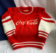 Vtg Coca-Cola Unisex Knit Sweater / Shirt Red &amp; White Size M 10-12 Soda ... - $49.45