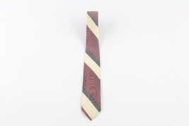 Vtg 60s 70s Rockabilly Silk Striped Color Block Skinny Neck Tie Dress Tie USA - £19.42 GBP