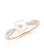 ANGARA Freshwater Pearl Twist Shank Ring in 14K Solid Gold (Grade: AAA |... - $764.10