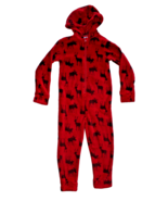 Dip Red With Moose Pattern One Piece Hooded Open Feet Pajamas Size Small... - $199.40 MXN