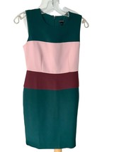 Ann Taylor Ladies Sleeveless Back Zip Color Block Lined Midi Dress Nwot 0 - £57.28 GBP