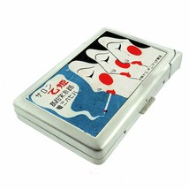 Vintage Smoking Illustration Cigarette Case w/lighter ID Holder Wallet - $389.31 MXN