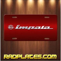 CHEVY IMPALA Inspired Art on Red and Silver Aluminum Vanity license plate Tag - £15.85 GBP
