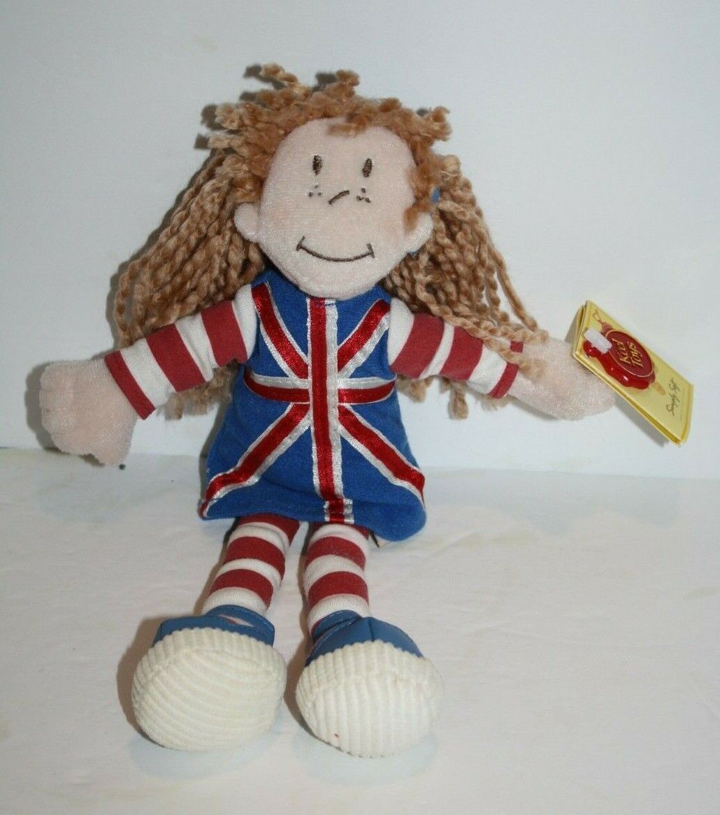 Primary image for Keel Toys Suzy Doll 11" Soft Toy British Flag Dress Curly Yarn Hair Plush NEW