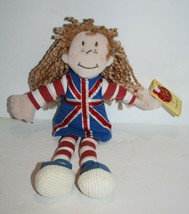 Keel Toys Suzy Doll 11&quot; Soft Toy British Flag Dress Curly Yarn Hair Plush NEW - £12.96 GBP
