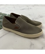 Olukai Womens Pehuea Sneaker Flats Size 10 Taupe Gray Woven Slip On - $39.59