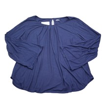 Lane Bryant Shirts Womens 24 Blue Boat Neck Long Split Sleeve Solid Blouse - £17.97 GBP