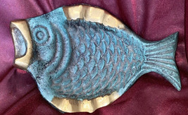 Vintage Footed Brass Ashtray Verdigris Green Brass Fish Ashtray Trinket Dish MCM - £205.53 GBP