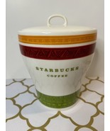 Starbucks 2005 Cookie Jar Coffee Canister Ceramic Red Green Gold 7” - £14.61 GBP