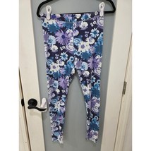 Free Press Blue Floral Leggings Pants Women’s M Stretch Lounge Wear Comf... - $14.00