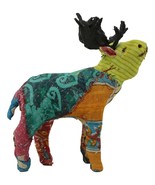 Forest Stag Moose Elk Hand Crafted Paper Mache In Colorful Sari Fabric F... - £15.67 GBP