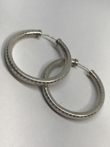 Antique  Sterling Silver Checkers Hoop Earrings - £67.78 GBP