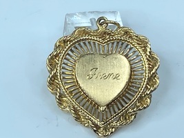 14K yellow gold Heart Locket filigree rope link border pendant 1.5&quot; 16gm JR7949 - £718.62 GBP
