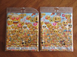 Lot of 2 Emoji Iconic Smiling Tablecloth Cover Birthday Party Supplies 54&quot;x84&quot; - £7.63 GBP