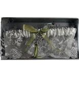 Wedding White Garter Celtic Irish Green Lace Satin Ribbon Bow Weddingsta... - $25.08 CAD