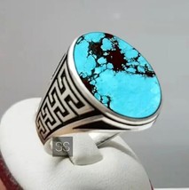 Natural Tibetan Turquoise Ring, Handmade Ring, 925 Silver, December Birthstone - £208.05 GBP