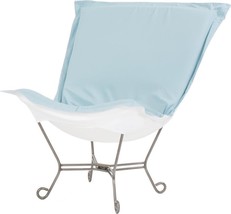 Pouf Chair HOWARD ELLIOTT Light Blue Breeze Seascape Sunbrella Acrylic O - £935.30 GBP