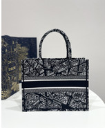 high quality WOMEN&#39;S canvas bag Black White Plan de Paris Embroidery boo... - $180.00+