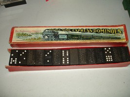 Antique Double Nine Express Train Dominoes by The Embossing Co., USA Made 56pcs - £35.19 GBP