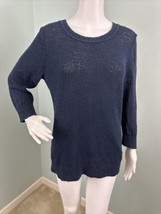 Banana Republic Blue Boucle 3/4 Sleeve Lightweight Sweater Sz Large - £19.46 GBP