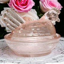 Pink Nesting Hen Chicken On Nest Basket Covered Trinket Dish Master Salt... - $21.78