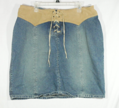 Vintage LA Blues Women Blue Lace Up Denim Skirt sz 20 - £11.96 GBP
