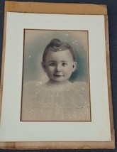 Antique Hand Colored Print Of Baby Portrait - Looks Very Old - With Matte - Old - £31.10 GBP