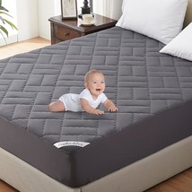 Waterproof Mattress Protector Twin Size, Quilted Fitted Dust Proof, Gray - $36.99