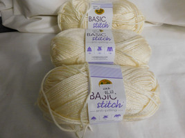 Lion Brand  Basic Stitch Anti Pilling Ecru lot of 3 Dye Lot 13 - £9.71 GBP