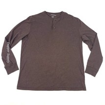 Saddlebred Mens Large Brown Flex Carbon Long Sleeve Pullover Henley Shirt - $16.82