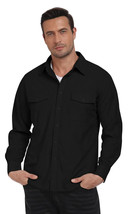 MoFiz Men&#39;s Long Sleeve Corduroy Button Down Shirt Shacket Small Black - $19.00