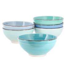 Elama Blue Ridge 6.25 Inch 6 Piece Round Stoneware Assorted Bowl Set - $1,180.91 MXN