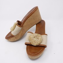 Size 10 B COACH Platform Wedge Sandals Cork 3.5&quot; High Heels Slip On - $79.15