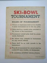 Chicago Coin Ski Bowl Arcade Game Tournament Paper Rules Chart Vintage 1956 - £25.54 GBP