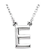 Precious Stars Unisex 14K White Gold Block Font E Initial Necklace - £244.64 GBP