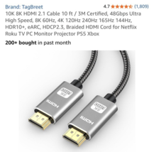 Precise Engineered 2.1 Video Cable forUltimatedly 8K Gaming and Movie Ni... - $5.82