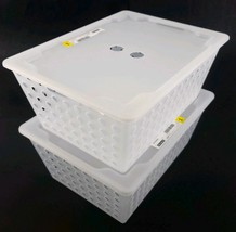 (Lot of 2) Ikea RUNDBAL Storage box with Lid Frosted Clear 15 x 11 x 6.5... - $31.67
