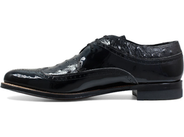 Stacy Adams Mens Dayton Black shoes Wing Tip Ostrich print Shiny Dressy 00375-01 image 4