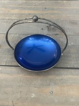 Vintage Denmark 411 Blue Enamel &amp; Silver Plated Handled Candy Dish - $30.99