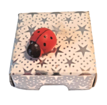 Ladybug Gift Box Tiny  Empty 1.25 Inches Square Silver Stars - £6.15 GBP