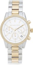 Michael Kors MK6474 Ritz Ladies Two Tone Stainless Steel Chrono Watch + Bag - $201.11 CAD