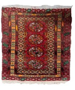 Handmade vintage Afghan Ersari mat 1.5&#39; x 1.6&#39; (46cm x 50cm) 1960s -1C1070 - $236.40 CAD