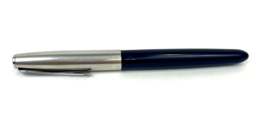 Vintage Parker 21 Fountain Pen Navy Blue Chrome Trim USA  - £30.63 GBP