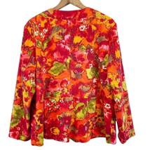 Chico’s Womens 3 US XL Blazer Jacket Abstract Floral Button Front Red Orange  - £28.49 GBP