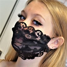 Black Lace Mask Party Dressy With Adjustable Ear Straps Holiday Gift For Women - £16.79 GBP