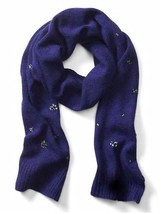 New Banana Republic Women Royal Blue Crystal Embellished Wool Blend Light Scarf - £29.58 GBP