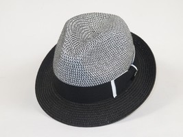 Men's Bently Soft Fedora Briad Straw Hat Stingy Brim Gino Gi210 Black White image 3