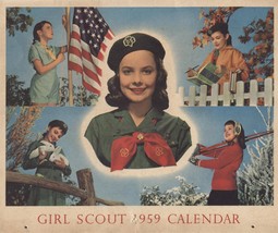 Girl Scouts Girlscouts USA 1959 wall calendar great shape w markings scribbles - £15.98 GBP